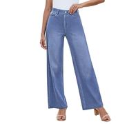 Générique Jeans Femme Taille Haute Jean Bootcut Pantalon Casual Push Up Pantalons pour Femmes Baggy Flare Pantalon Large Femme Fluide Loose Fit Unie Chic Trousers Large Y2k Couleur