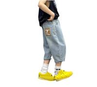 Générique Jeans Garçon Pantalon Jogger Denim Facile À Enfiler Slim Fit Tapered Short Jean Garcon 4 Ans Ete 6 Printemps Automne Enfants Large Décontracté Hip Hop Y2K Streetwear (Bleu,4-5 Ans)