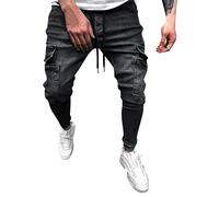 Générique Jeans Homme Regular Pas Cher Décontracté Fermeture Éclair Bouton Délavé Vintage Jeans Mode Slim Fit Grandes Tailles Pants Look Usé Extensibles Denim Pantalon