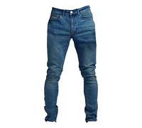 Générique Jeans Homme Regular Pas Cher Extensibles Grandes Tailles Look Usé Denim Pantalon Slim Fit Délavé Vintage Fermeture Éclair Bouton Pantalons Décontracté Mode Pants