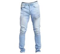 Générique Jeans Homme Regular Pas Cher Extensibles Grandes Tailles Look Usé Denim Pantalon Slim Fit Délavé Vintage Fermeture Éclair Bouton Pantalons Décontracté Mode Pants