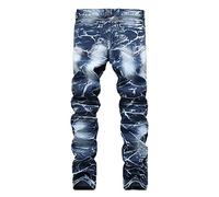 Générique Jeans Homme Slim Homme Slim Fit Délavé Vintage Extensibles Jeans Mode Fermeture Éclair Bouton Look Usé Pantalons Grandes Tailles Décontracté Denim Pantalon