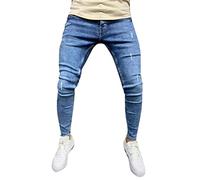 Générique Jeans Homme Taille Elastique - Pantalon Hop Rayé Zipper Hommes Laver Hip Denim Pantalons Vintage Trou Jeans Travail Pantalon Homme Portefeuille Connecte
