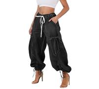 Générique Jeans Large Femme - Pantalon Femme Jean Droit à la Cheville avec Cordon de Serrage et Taille élastique et nœud Papillon Pantalon décontracté Confortable et Coupe Ample (Grey XL)