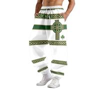 Générique Jeans pour Hommes-Pantalon décontracté à imprimé Saint-Patrick, idéal au Quotidien. Coupe Ample, Tissu résistant et Facile d'entretien. (White, XL)