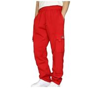 Générique Jeans pour Hommes Poche Respirante Détachable Deux Pantalons Salopette Pantalons décontractés d'extérieur pour Hommes Portefeuille avec Chaine Pantalon Blanc Homme (Red, XXXXXL)