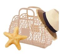 Générique Jelly Bag, Trendy Beach Handbag, Reusable Basket Design with Lightweight Stylish Tote, Fashion Accessories for Women, Children, Girls, Summer, Wedding, Concert, Beach, 9.45x8.27x3.74 inches
