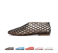 Générique Jelly Sandals for Women Closed Toe Adult Jelly Shoes Clear Woven Flats Beach Slip-on Ballerina Jellies Mesh Shoes (Black,38)