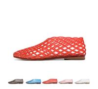 Générique Jelly Sandals for Women Closed Toe Adult Jelly Shoes Clear Woven Flats Beach Slip-on Ballerina Jellies Mesh Shoes (Red,38)