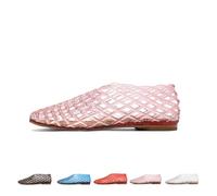 Générique Jelly Sandals for Women Closed Toe Adult Jelly Shoes Clear Woven Flats Beach Slip-on Ballerina Jellies Mesh Shoes (Pink,42)
