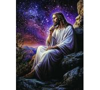 Générique Jésus-Christ dans le ciel étoilé Kit de Broderie Point de Croix 11CT Pré-imprimé - Idéal pour Débutants et Adultes, Activité DIY pour la Décoration Intérieure 30x40cm 781