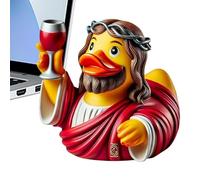 Générique Jesus Duck, 3.5-inch Creative Resin Statue, 3.5 inches Miniature Animal Figurine, Multifunctional Christian Decoration, Outdoor Decor for Church, Garden, Or Home Display
