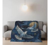 Générique Jeté de Canapé 2 Personnes Bleu Blanc Couverture en Flanelle,Illustration Fantasie Élégant Colombe Blanche Chaud Chaude et Douce Plaid Blanket Convient Aux Enfants 150 * 200 cm
