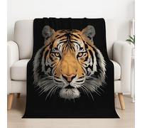 Générique Jeté de Canapé 2 Personnes Cartoon Couverture en Flanelle Illustration Simple Tigre Microfibre en Peluche Blanket Convient Aux Enfants 150 * 200 cm,Noir Orange
