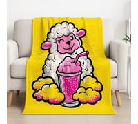 Générique Jeté de Canapé 2 Personnes Dessin animé Couverture en Flanelle Animation Mignon Mouton Chaud Chaude et Douce Plaid Blanket Convient Aux Enfants 150 * 200 cm,Jaune