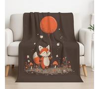 Générique Jeté de Canapé 2 Personnes Illustration Couverture en Flanelle Cartoon Ballon Renard Microfibre en Peluche Blanket Convient Aux Enfants 150 * 200 cm,Marron Orange