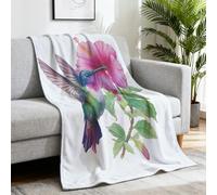 Générique Jeté de Canapé 2 Personnes Simple Couverture en Flanelle Vibrant Oiseau Fleurs Chaud Chaude et Douce Plaid Blanket Convient Aux Enfants 150 * 180 cm,Multicolore