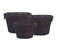 Générique Jeu 3 paniers empilables à Bois de Chauffage Marron foncé Saule,Maison & Jardin, Accessoires pour cheminées & poêles à Bois, Sacs & paniers à bûches, Brun (Poids 4.8KG)
