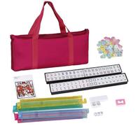Générique Jeu Complet De Mahjong,Set Complet De 166 Pièces avec Étui De Transport - Set Complet avec Dés Et Accessoires pour Jeu en Famille, Adultes Et Seniors
