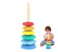 Générique Jeu d'Anneaux à Empiler | Empileur Rotatif d'Anneaux - Cubes d'Activités Tour Arc-en-Jeu Sensoriel pour Trier et Développer la Motricité Fine Cadeau d'anniversaire
