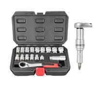 Générique Jeu de 17 clés à douilles, clés universelles 3/8" et 1/2", adaptateur d'embout 12 pans étagés, adapté aux vis hexagonales carrées et Torx.