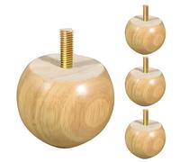 Générique Jeu De 4 Pieds De Rechange en Bois D'hévéa pour Meubles, Bar De Cuisine, Plan De Travail, Pieds D'armoire À Visser avec Inserts Filetés(Round)