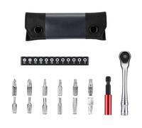 Générique Jeu de clés à cliquet compactes avec 12 embouts assortis | Assortiment d ' embouts en acier allié, extension magnétique pour attaches confinées, pochette de rangement organisée