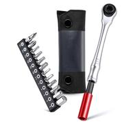 Générique Jeu de clés à cliquet réversibles avec conception compacte | Assortiment d ' embouts en acier allié, tige d ' extension magnétique pour un Placement sécurisé des embouts, kit de