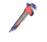 Générique Jeu de clés d'extrémité boîte, clé étoile Torx, tournevis à bille, Allen, outil Type L, 9 pièces, couple 1.5mm-10mm, longue douille métrique(HEX KEY SET LONG)