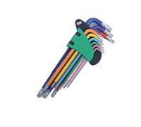 Générique Jeu de clés d'extrémité boîte, clé étoile Torx, tournevis à bille, Allen, outil Type L, 9 pièces, couple 1.5mm-10mm, longue douille métrique(TORX KEY SET SHORT)