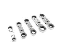 Générique Jeu De Cliquets,5 Pièces Double Embrayage Tête Pivotante Clé de Poche | Outil Rétractable 19 mm, Clé Pliante 180 Degrés pour Espaces Confinés Maison