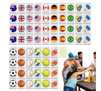 Générique Jeu de Construction Plage | Ensemble Mahjong avec Drapeaux Nationaux - Activité Familiale pour Adultes Et