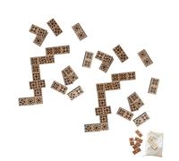 Générique Jeu de Dominos « Motifs de Patchwork » (28 pièces en Bois de Cerisier, gravées au Laser), pour 2 à 4 Joueurs. Jeu éducatif pour Adultes et passionnés de Patchwork. (2Pcs)