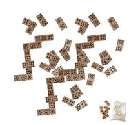 Générique Jeu de Dominos « Motifs de Patchwork » (28 pièces en Bois de Cerisier, gravées au Laser), pour 2 à 4 Joueurs. Jeu éducatif pour Adultes et passionnés de Patchwork. (3Pcs)