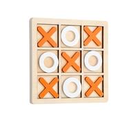 Générique Jeu de Morpion en Bois, 14 x 14 cm, Pions Blancs et Colorés, Jeu de Société pour Enfants dès 3 Ans (Orange)