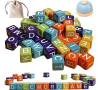 Générique Jeu de Mots avec dés, 60 pièces, Exercices cérébraux, réflexion Rapide en 3 Minutes, Jeux de société de Mots croisés pour Les fêtes et Les soirées Jeux en Famille, Jeu de dés Portable,1 Set
