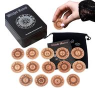 Générique Jeu de Runes | 14 Pièces Bois Spirituel,Cartes Oracle Gravées sur Bois Artisanal | pour Anniversaires Rassemblements Famille Amis Méditation Voyage Divination Guide