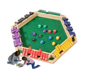 Générique Jeu de Shut The Box - Plateau en Bois 6 Faces, Cartes à Retourner Double Chiffre, Défi Mathématique, Activité de Voyage Portable, Amusement en Famille | pour Ados Adultes