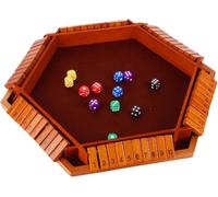 Générique Jeu de Table en Bois pour 6 Joueurs - Jeu de dés Classiques - Jeu de Voyage - Jeu de dés Traditionnels en Bois pour Pubs - Grands Jeux de société pour l'ensemble