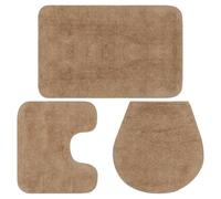 Générique Jeu de Tapis de Salle de Bain 3 pcs Tissu Beige,Accessoires de Salle de Bain,Tapis de Bain & Fonds de baignoire-133223