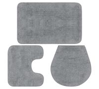 Générique Jeu de Tapis de Salle de Bain 3 pcs Tissu Gris,Accessoires de Salle de Bain,Tapis de Bain & Fonds de baignoire-133222