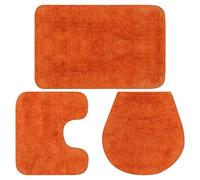 Générique Jeu de Tapis de Salle de Bain 3 pcs Tissu Orange,Accessoires de Salle de Bain,Tapis de Bain & Fonds de baignoire-133227