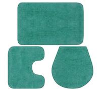 Générique Jeu de Tapis de Salle de Bain 3 pcs Tissu Turquoise,Accessoires de Salle de Bain,Tapis de Bain & Fonds de baignoire-133228