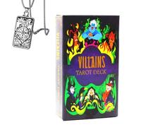 Générique Jeu de Tarot des méchants - édition de Poche, Papier cuivre, Parfait pour Les débutants, Comprend des Cartes et Un Collier