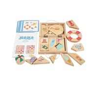 Générique Jeu éducatif de Puzzle en Bois Composé de Blocs de Formes et de Cartes de Défi. Développe L'imagination et La Pensée Logique. Convient Aux Enfants