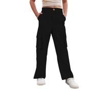 Générique Jogging Ado Fille Pantalons décontractés pour Filles,Pantalons Utilitaires Confortables à Poches pour Enfants,Parfaits Un Usage Quotidien,adaptés aux Enfants de 4 à 15 Ans(Black,6-7 Ans)