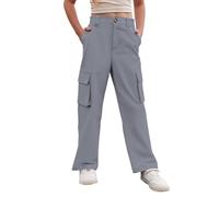 Générique Jogging Ado Fille Pantalons décontractés pour Filles,Pantalons Utilitaires Confortables à Poches pour Enfants,Parfaits Un Usage Quotidien,adaptés aux Enfants de 4 à 15 Ans(Grey,8-9 Ans)