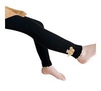 Générique Jogging Enfant en Bas âge Enfants bébé Filles Dessin animé Chaud Leggings tricoté Collant Extensible Basique neuvième Pantalon Collants pour Bas d'hiver(Black,6-12 Mois)