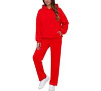 Générique Jogging Femme Ensemble 2 Pieces Tendance Sweat Hoodie Décontractées avec Capuche Pantalon Jogging à Taille Élastiquée avec Lacets Survetement Femme Chaud Hiver pour Quotidienne