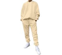 Générique Jogging Homme Ensemble, Manches Longues 2 Pièces Automne Hiver Sportswear Casual Confortable Jogging Survetement Sport Running Élégant Ensemble, Beige, L